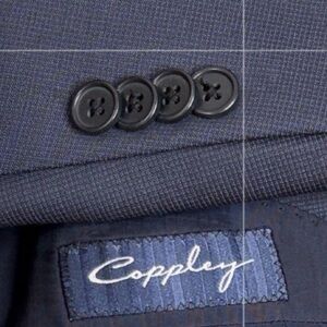 Coppley Suit Men 42T 37 x 33 Dark Blue Nailhead Wool Blazer Pants Made in Canada